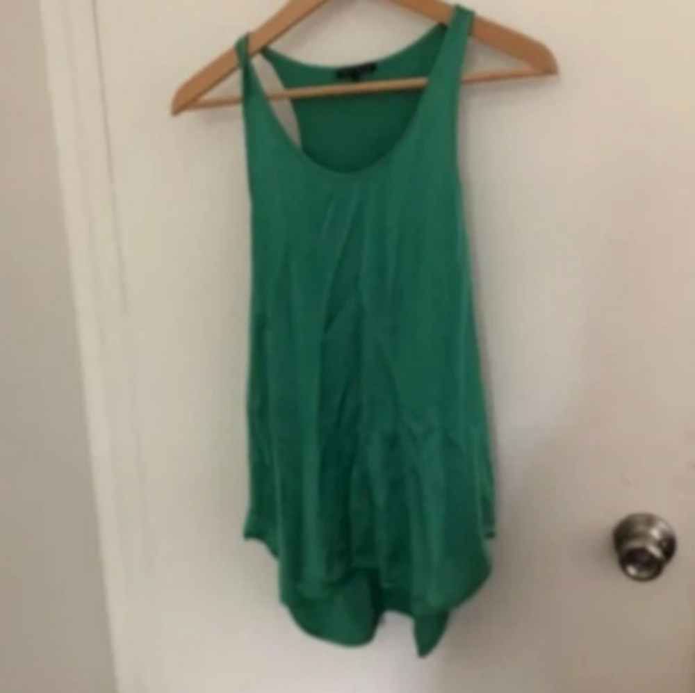 Theory Green Scoop Neck Sleeveless Blouse Sz S